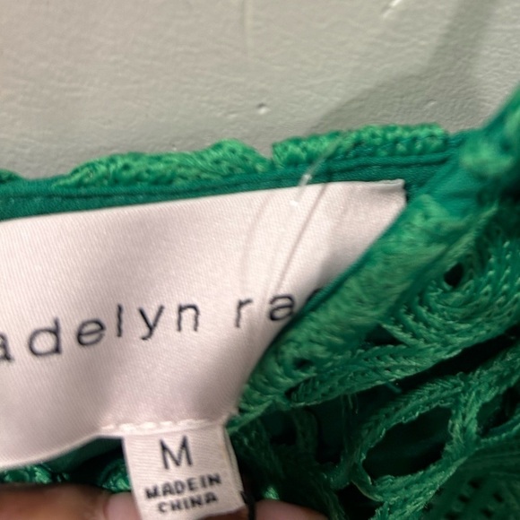 Adelyn Rae Green Monica Open-Stitch Lace Asymmetric Hem Dress Green NWT - Picture 10 of 15